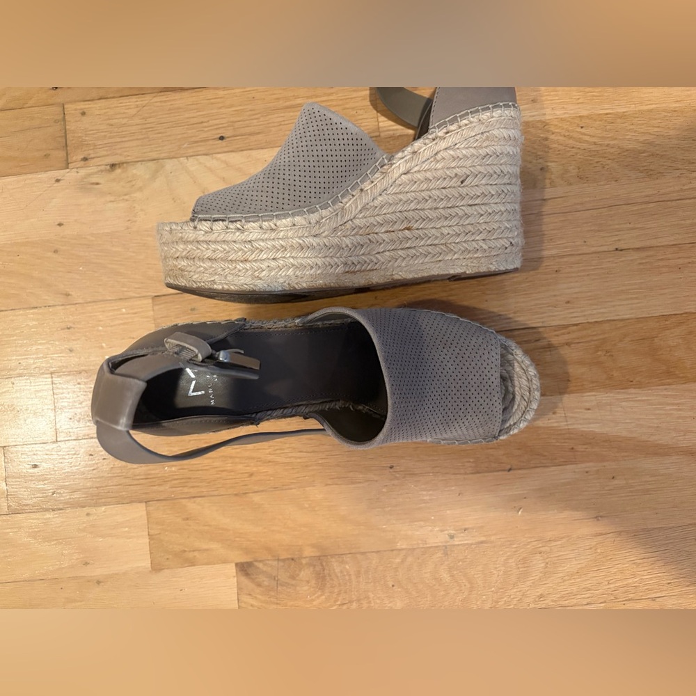 Marc Fisher Gray Wedge Espadrilles with Knit Upper